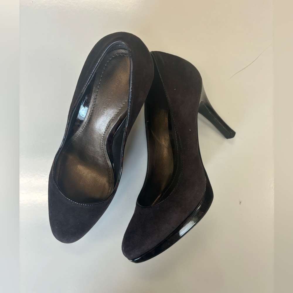 Ann Taylor Brown Suede with Tortoise Patent Heels